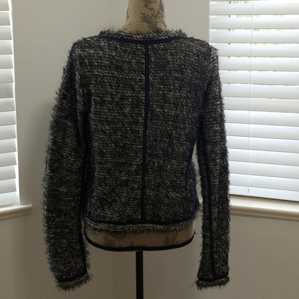 Lindex Open Front Fuzzy Black White Blazer - image 6